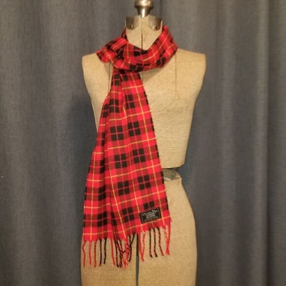 Christian Dior Cashmaire - plaid tartan scarf made in England - Picture 1 of 9